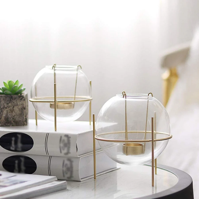 Glass bowl T-candle holder