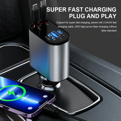 4 in 1 Fast Retractable Car Charger