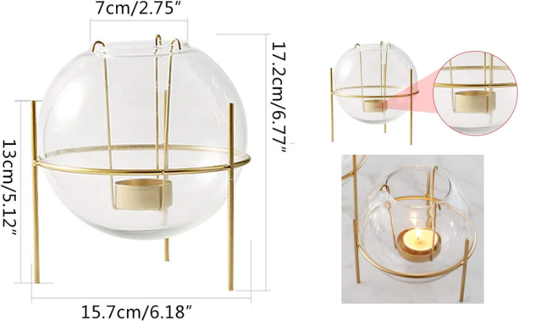 Glass bowl T-candle holder