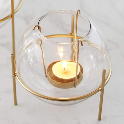 Glass bowl T-candle holder