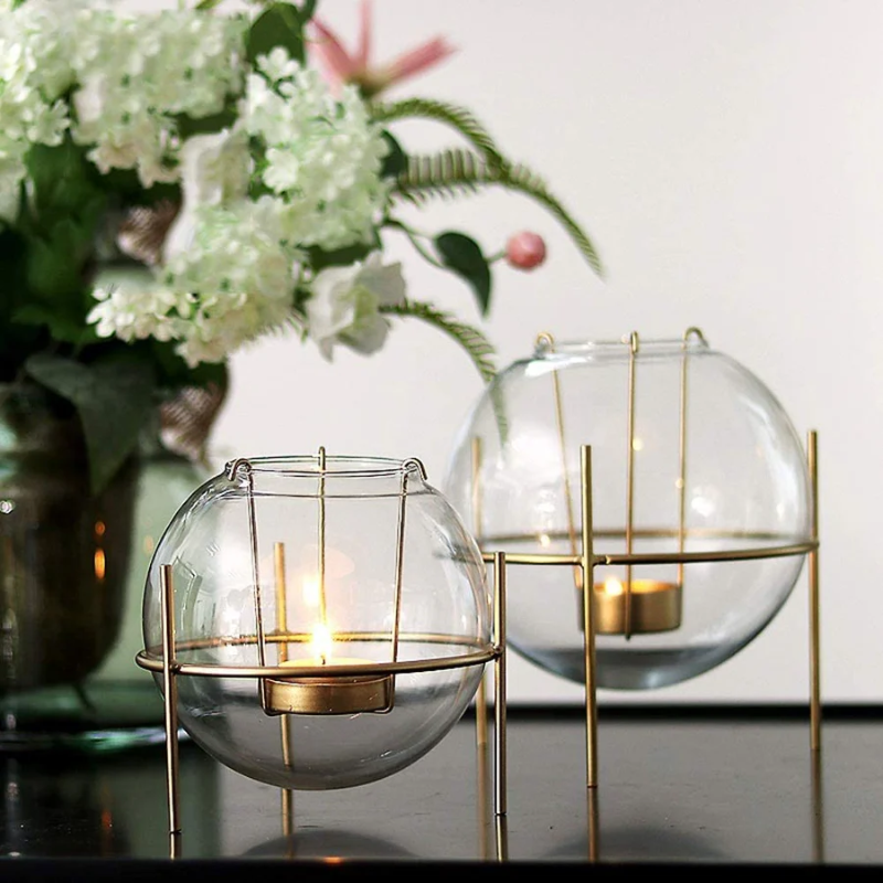 Glass bowl T-candle holder