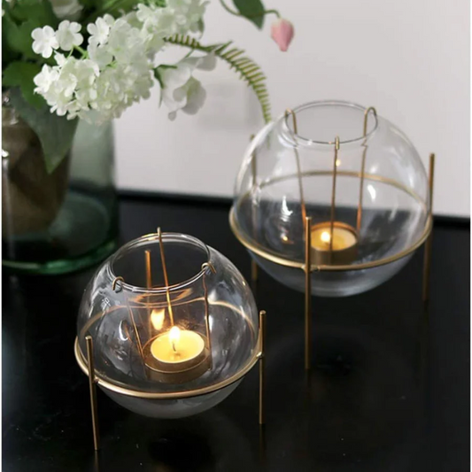 Glass bowl T-candle holder