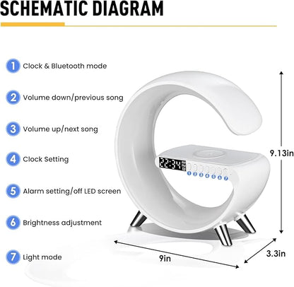 G Shape Lamp with Bluetooth Speaker and Wireless Charger