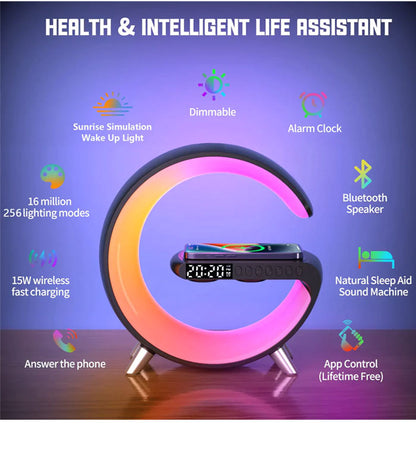 G Shape Lamp with Bluetooth Speaker and Wireless Charger