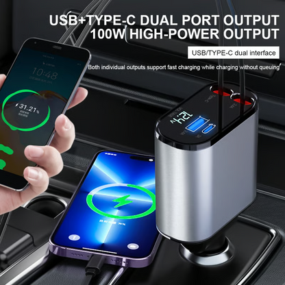4 in 1 Fast Retractable Car Charger