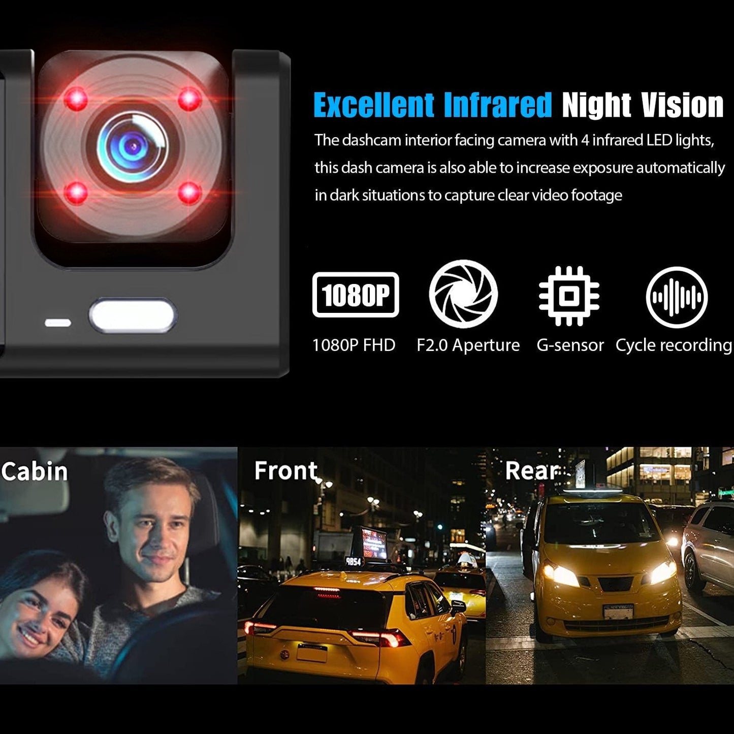 3 in 1 Dashcam FHD 1080P HD